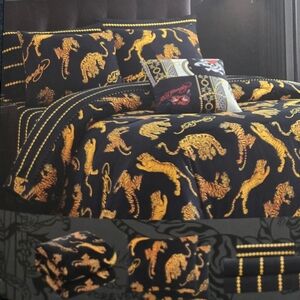 Rare Ed Hardy Crouching Tiger Tattoo QUEEN 8 Pc Bedding Set